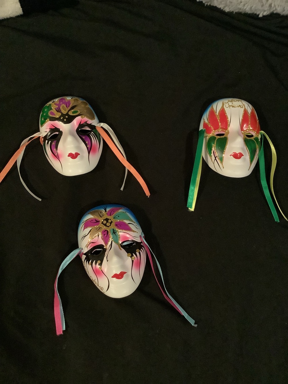 Decorative New Orleans Themed Porcelain Masks, set of 3